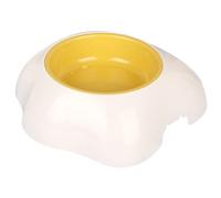 HOUDERCO Egg Yolk White Plastic Pet Food Bowl for Cats and Dogs Single Lightweight Puppy Feeding Bowl Travel-friendly Pet Food Container for Rabbits