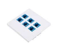 HOUDERCO Ethernet Wall Plate Cat6 6-Port Female-Female White PC Material Modular Keystone Sockets Suitable for Network Cable Panel Setup