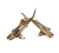 HOUDERCO Fish Shape Bird Bath Ornament 2pcs, Outdoor Birdbath Art in Solid Brass, Bird Bath Cleaning Feature for Garden and Lawn Use