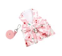 HOUDERCO Floral Print Dog Dress with Harness for Small Dogs and Puppies Cute Trumpet Flower Design Pet Clothes for Daily Wear and Birthday Celebrations Easy to Wear Puppy Outfit