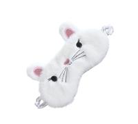 HOUDERCO Fluffy White Cat Design Sleep Mask for Breathable Fabric Eye Cover with No Pressure on Eyes Flexible and Comfortable for Naps and Work