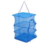 HOUDERCO Folding Drying Net 3-layer 65cm High Thickened Nylon Mesh with Cross Frame Multi-function Hanging Mesh Dryer for Vegetables Fish and Fruit Storage