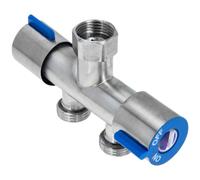 HOUDERCO Garden Water Hose Splitter and Independent Flow Control with Dual Water Flow Design 2 Way Stainless Steel Connector Fits 1/2 Inch Connections for Outdoor and Indoor Use