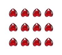 HOUDERCO Glass Heart Shaped Red Artificial Ornaments 10Pcs Decorative Wedding and Bridal Shower Table Decor for Home Events