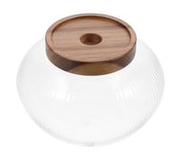 HOUDERCO Glass Tea Canister with Wood Lid 1000ml for Black Tea and Nuts
