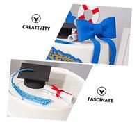 HOUDERCO Graduation Cake Decoration Doctoral Cap and Tassel Cupcake Toppers with Blue Eva Bowknot and Diploma for Graduates Party Picks for Cakes and Desserts