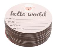 HOUDERCO Growth Milestone Name Sign Set 13 round Synthetic Material Cards, Photo Props for Shower and New Mothers to Track Monthly Development