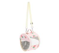 HOUDERCO Hamster Carrier Bag Portable Travel Pet Carrier for Guinea Pig Hedgehog Squirrel Mini Pet Outdoor Handbag Pink Strawberry Design