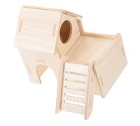 HOUDERCO Hamster Solid Wood Shelter House Multi-functional Pet Hamster Hideaway for Cage Wooden House Suitable for Small Animals