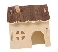 HOUDERCO Hamster Wooden Hut Guinea Pig Boredom Breaker Indoor Run Wooden Cabin Hideout Cage Decor