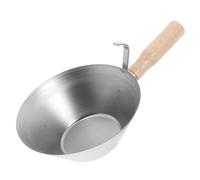 HOUDERCO Heavy Duty Stainless Steel Plaster Pan with Wooden Handle, Easy to Use Mud Scoop for Cement and Drywall Scraping, Sturdy Builders Bucket Tool with Sheared Edges for Construction