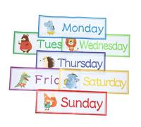 HOUDERCO Kindergarten Wall Stickers 7pcs Days of Week Educational Wall Decals for Classroom Decor