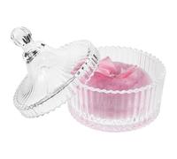 HOUDERCO Large and Glass Container for Face and Body Powder Puff Pink with Soft Plush Material Oversized Application Area, Adorned with Feminine Ribbon Bow, Reusable and Comfortable