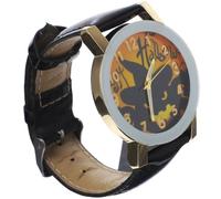 HOUDERCO Leather Quartz Watch Casual Watch Halloween for Men and Women with True Silence and Sweeping Movement, Black Round Dial Suitable a Gift for Your Husband