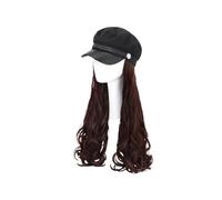 HOUDERCO Light Brown Long Curly Wig One-piece Hair Extension Hat with Natural Look and High Temperature Wire, Fashionable Charming Style for Halloween and Theme Parties