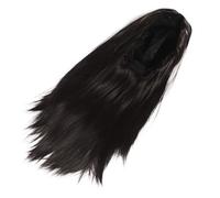 HOUDERCO Long Black Synthetic Lace Front Wig for Women with Middle Part Bangs, Heat Resistant Straight Hair, Sl nd Realistic Appearance, for Party or Daily Wear