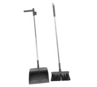 HOUDERCO Long Handle Broom and Dustpan Set Ergonomic Cleaning Kit for Indoor Outdoor Use Soft Bristle Brush for Multi Surface Cleaning Space Saving Design for Kitchen Office Garage
