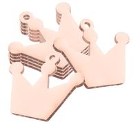 HOUDERCO Metal Dog Tags 6Pcs Crown Shape Rose Gold Blank Id Pendants for Dogs Cats Pet Collar Charms with Mirror Finish