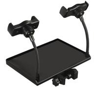 HOUDERCO Multi-purposes Sound Card Tray and Microphone Mount Made of Sturdy Black Plastic, Clip-on and Mountable Design Suitable for Microphone Stand and Music Stand, for Lectures