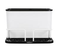 HOUDERCO Multifunctional Black Kitchen Utensil Holder with Two Compartments and Quick Drain Design, Pp Material Chopsticks Organizer for Forks and Spoons Storage in Home or Kitchen