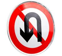 HOUDERCO No Turn around Sign Aluminium Board Reflective Weatherproof Driveway Road Sign for Traffic Control, Visible the Dark, Easy to Install