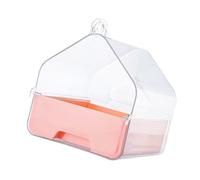 HOUDERCO Parrot Bird Bathtub with Bottom Drawer Plastic Bathing Box for Parakeets and Cockatiels Pink for Home and Travel Use