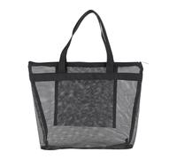 HOUDERCO Portable Travel Toiletry Bag with Large Opening Design and Hanging Storage, Black Polyester Mesh Shower Bag for Camping and Gym Use, Convenient and Sturdy Toiletry Organizer