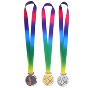 HOUDERCO Prizes for Activity Competition and 3pcs Zinc Alloy Medals with Neck Ribbon Gold Silver Bronze Stable Keepsake Detailed Craftsmanship Basketball Community Sports