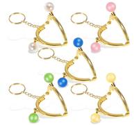 HOUDERCO Purse Clasp Frames 5 Pcs Semicircular Iron Kiss Lock with Key Ring for DIY Crochet Purse Making, Handbag Hardware, Vintage Style