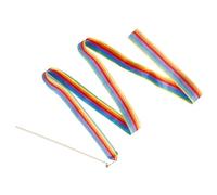 HOUDERCO Rainbow Ribbon Cat Teaser Wand with Wooden Pole Interactive Kitten Teasing for Mental Stimulation and Play Funny Fishing Rod Design Cat Wand