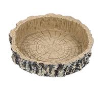 HOUDERCO Resin Reptile Feeding Bowl for Tortoises Natural Bark Design Water and Food Container for Reptile Habitats Easy to Clean Non-tip Structure for Lizards and Frogs