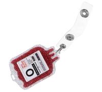 HOUDERCO Retractable Nurse Badge Reel with Blood Type Glitter Acrylic Badge Holder and Alligator Clip for Medical Personnel and Clinic Environment
