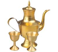 HOUDERCO Retro Brass Pitcher and Cups Set Pure Brass Material with Delicate Design, High Performance Spirits Cup for Home Decoration Suitable for Office and Tea Party Use