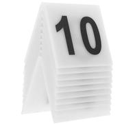 HOUDERCO Reusable Acrylic Table Number Markers with Assorted Colours 10pcs Double Side Printed V Shaped Desktop Signs for Restaurant and Daily Life
