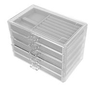HOUDERCO Rock Collection Display Case Acrylic 5-layer Grey Storage Box with 18 and 6 Compartments Crystal Organizer for Collectors and Hobbyists