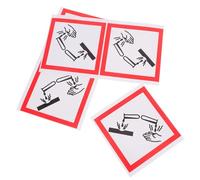 HOUDERCO Safety Decal for Hazmat 5Pcs 10X10Cm White Self-Adhesive Corrosive Packing Labels for Chemical Storage and Workplace Hazard Identification