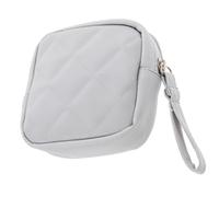HOUDERCO Sanitary Napkin Storage Bag Multi-Function Portable Holder for Period Essentials Daily Use Female Accessory for Lipsticks and Change Stylish Grey Pu Design