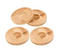 HOUDERCO Serving Tray round Gyroscope Shape 4pcs Bamboo with Rotating Design Rotatable Function Versatile Compatibility for Social Gatherings and Bars