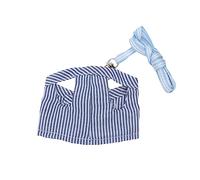 HOUDERCO Small Pet Harness and Leash Cotton Stripe Vest Adjustable Chest Strap for Guinea Pig Rabbit Chinchilla Rat Squirrel Hedgehog Ferret Outdoor Walking Clothes Accessory S Blue