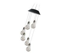 HOUDERCO Solar Bulb with Plastic Material Wind Chime Light Hanging 6led and Automatic at Dawn Feature Outdoor Decorative Lamp for Yard and Patio