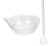 HOUDERCO Spa Essential Oil Bowls Glass Set with Spoon 3.15X2.36X1.57In Transparent Mask Mixing Tool for Beauty Salons and Home Use