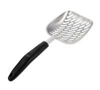HOUDERCO Stainless Steel Cat Litter Scoop Long Handle Waste Cleaner with Wide Mouth Design for Easy Pet Stool Pickup Durable Cat Supplies Tool for Pet Owners White