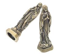 HOUDERCO Statue and for Venues Decorative Religious Use Giftgiving 2pcs Vintage European Style Brass of Virgin Mary Figurines Lifelike Depiction Hardwearing Material