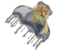 HOUDERCO Victorian Vintage Cloth Lampshade with Fringe Beads for Bedside Table and Floor Lamps Elegant European Style Fabric Shade Softens Light Romantic Home Decor for Women and Teens