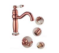 HOUDERCO Vintage Brass Bathroom Faucet Single Hole Basin Mixer Tap with Hot Cold Water, Single Handle Design, Includes 2pcs Connect Hoses, Quiet Operation and Corrosion Resistant for Home