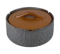 HOUDERCO Vintage Ceramic Ashtray Retro Portable Ash Holder with Lid Windproof Ash Tray Easy to Clean for Desktop and Living Room for Home and Office Use