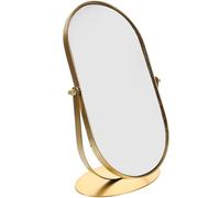 HOUDERCO Vintage Oval Metal Makeup Mirror for Vanity Desk Large Retro Tabletop Dressing Mirror for Bedroom and Bathroom