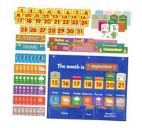 HOUDERCO Wall Hanging Weekly Calendar Pocket Chart for Educational Teaching Bag with Cards Weather and Date Learning Tool for Classroom and Home Use