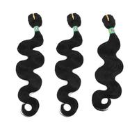 HOUDERCO Weft Extensions, more Voluminous Hair Synthetic Hair Body Wave 3pcs Black, Can be Dyed, Chemical Fibre Material for Women, Suitable for Dating and Wedding