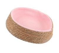 HOUDERCO Wicker Dog Bed Round Woven PET Nest Wear-Resistant Cushion for Cats and Small Dogs Cozy Sleeping Mat for Indoor Use